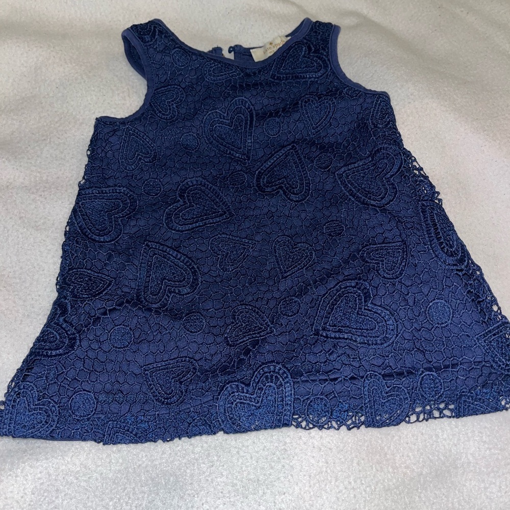 Baby girl 12 month Kate Spade formal dress navy blue fancy heart design - Picture 5 of 10